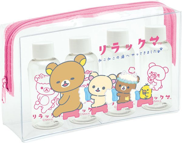 Rilakkuma "Neko Neko no Yu" Travel Bottle Pouch Set - Rosey’s Kawaii Shop