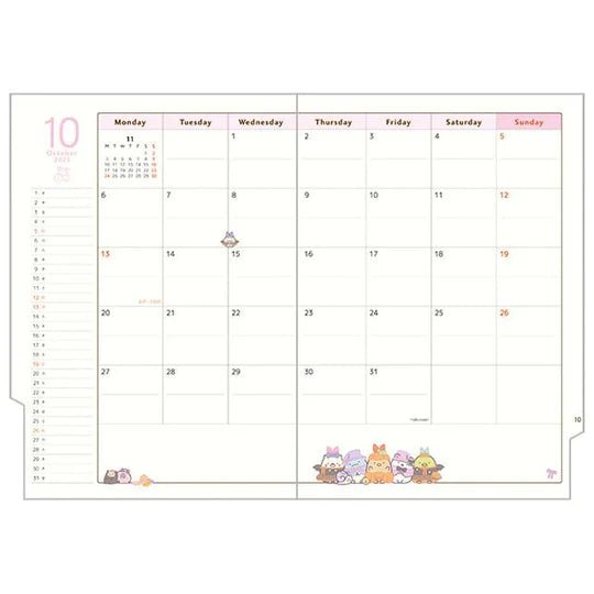 "2025 Sumikko Gurashi A5 Index Schedule Book" [ME67302] - Rosey’s Kawaii Shop