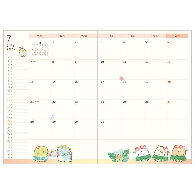 "2025 Sumikko Gurashi B6 MONTHLY Schedule Book" [ME67308] - Rosey’s Kawaii Shop