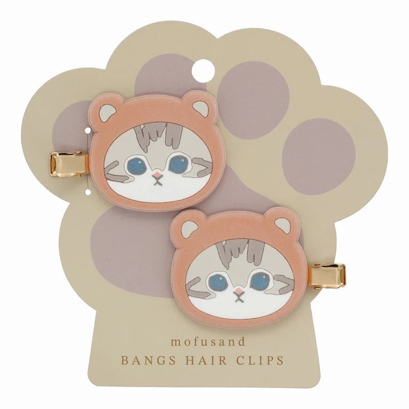 [BEAR] "Flocked Mofusand Bangs" Hair Clips - Rosey’s Kawaii Shop