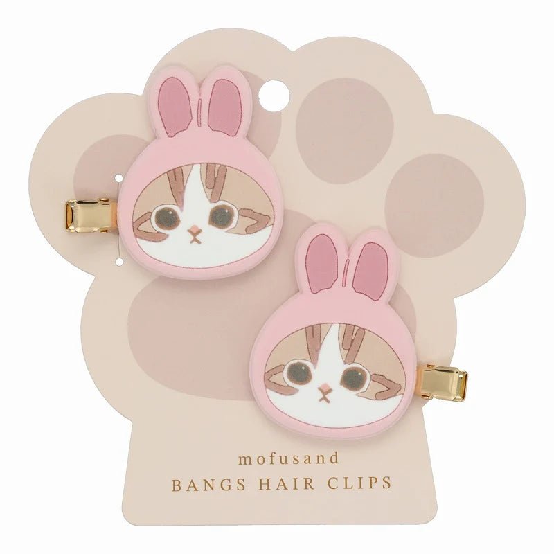 [BUNNY] "Flocked Mofusand Bangs" Hair Clips - Rosey’s Kawaii Shop