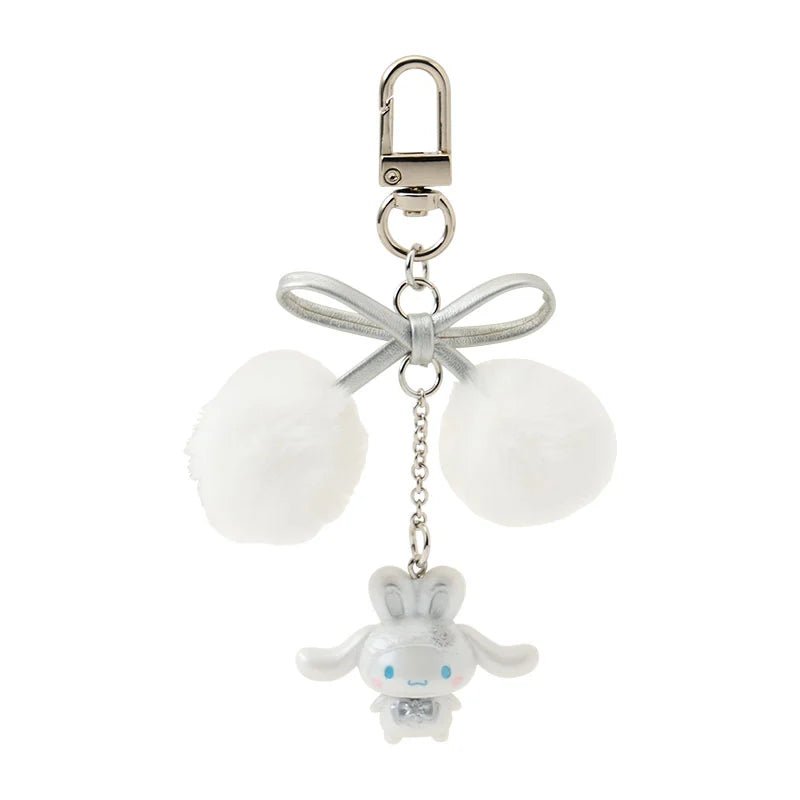 [CINNAMOROLL] "Sanrio Fluffy Snow Rabbit" Ribbon Charm Keychain - Rosey’s Kawaii Shop