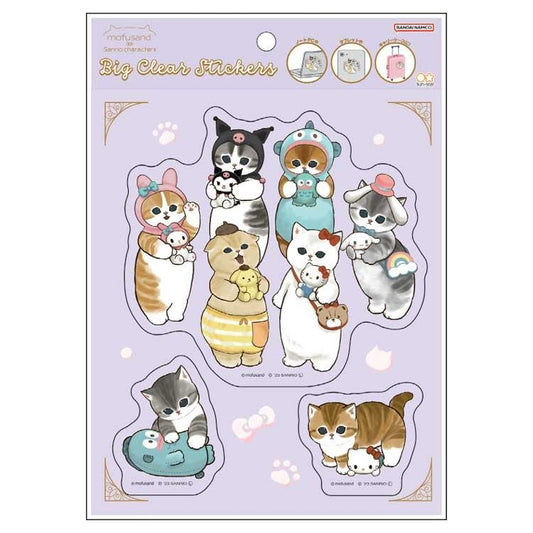 [DOLLS] "Mofusand x Sanrio" BIG Clear Sticker Sheet - Rosey’s Kawaii Shop