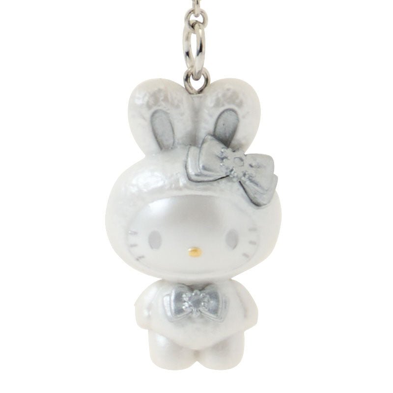 [HELLO KITTY] "Sanrio Fluffy Snow Rabbit" Ribbon Charm Keychain - Rosey’s Kawaii Shop