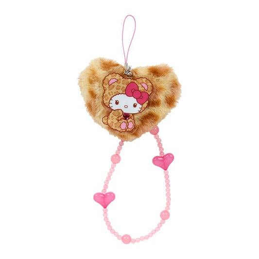 [HELLO KITTY] "Sanrio Gal Bear" Fluffy Heart Strap Keychain - Rosey’s Kawaii Shop