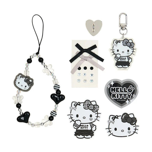 [HELLO KITTY] "Sanrio Monochrome" Decoration Sticker & Charm Set - Rosey’s Kawaii Shop