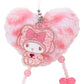 [MY MELODY] "Sanrio Gal Bear" Fluffy Heart Strap Keychain - Rosey’s Kawaii Shop