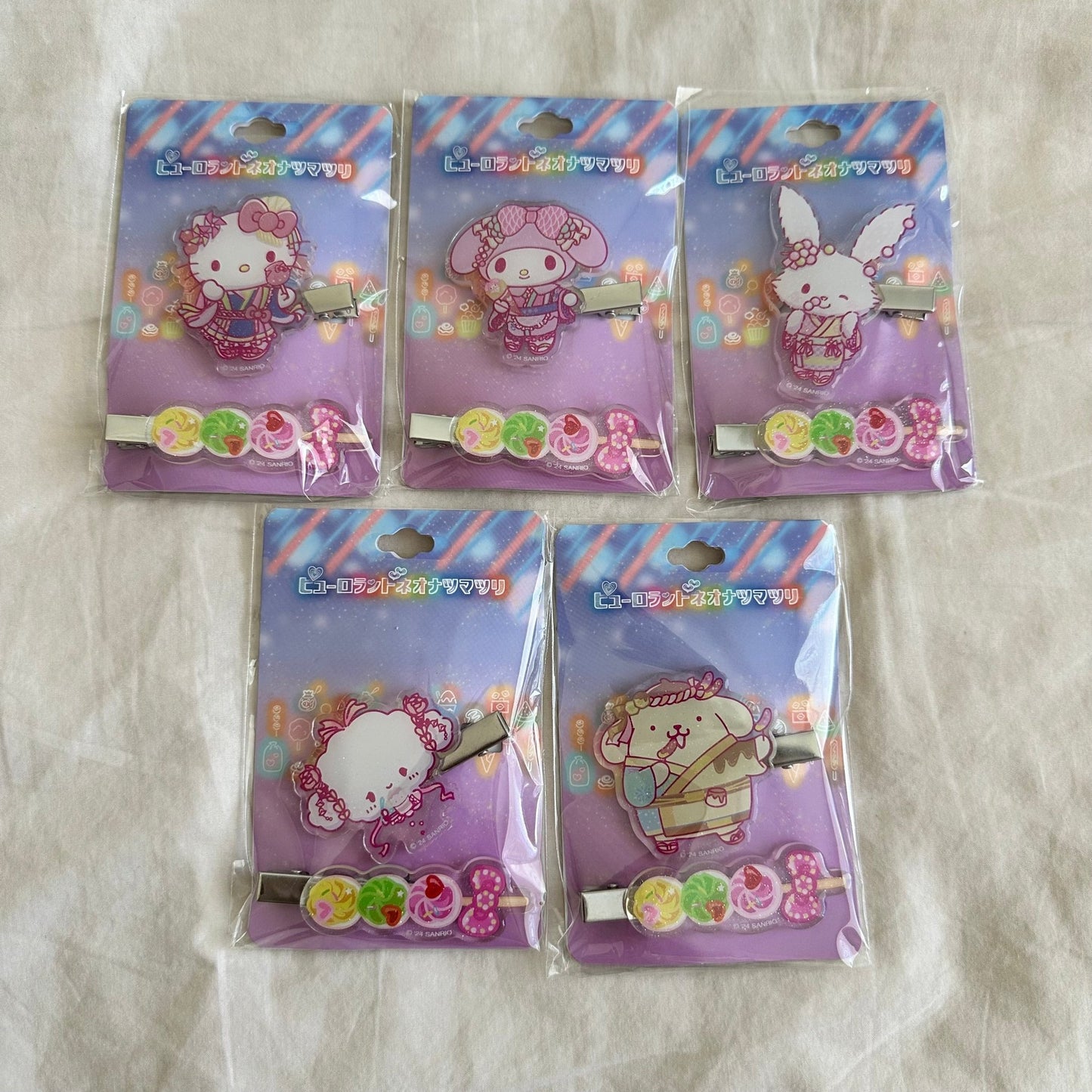 "Neon Festival Sanrio Puroland" Hair Clip Set - Rosey’s Kawaii Shop