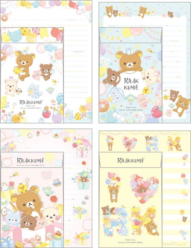 "Rilakkuma Nikoniko Happy for You" Letter Set - Rosey’s Kawaii Shop