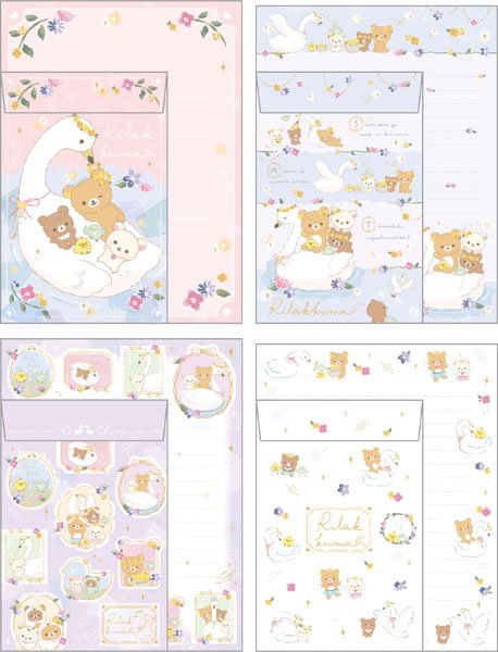 "Rilakkuma Swan & Golden Flower" Letter Set - Rosey’s Kawaii Shop