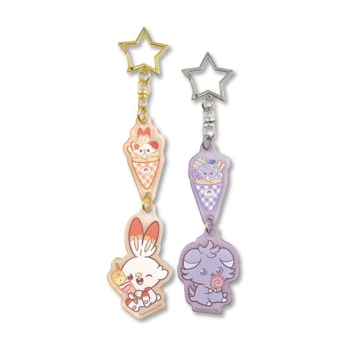 [Scorbunny & Espurr] "PokePeace Sweets Shop" Keychain Set - Rosey’s Kawaii Shop