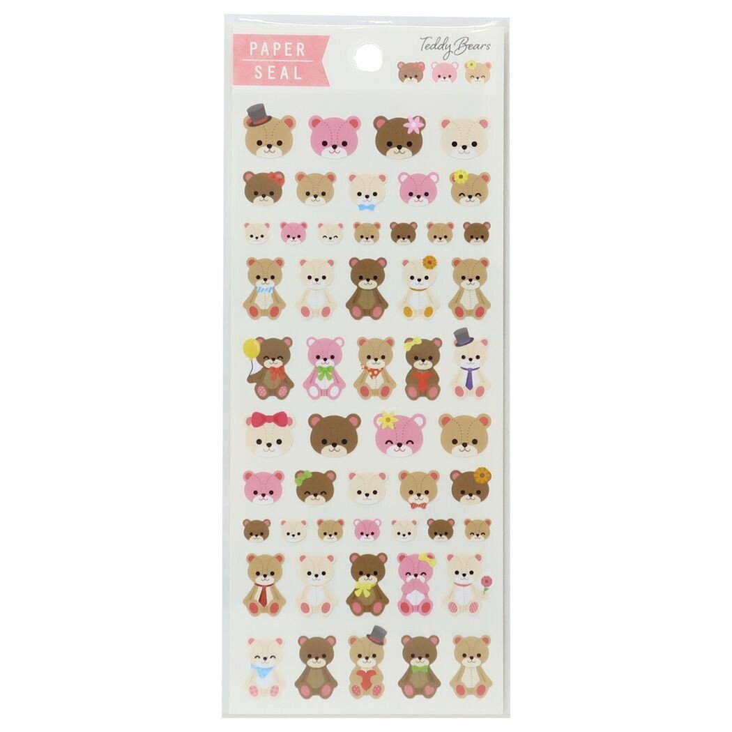 "Teddy Bear" Paper Seal Sticker Sheet - Rosey’s Kawaii Shop