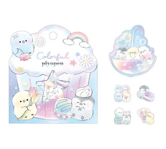 "Colorful Piyopen" Sticker Flakes - Rosey’s Kawaii Shop