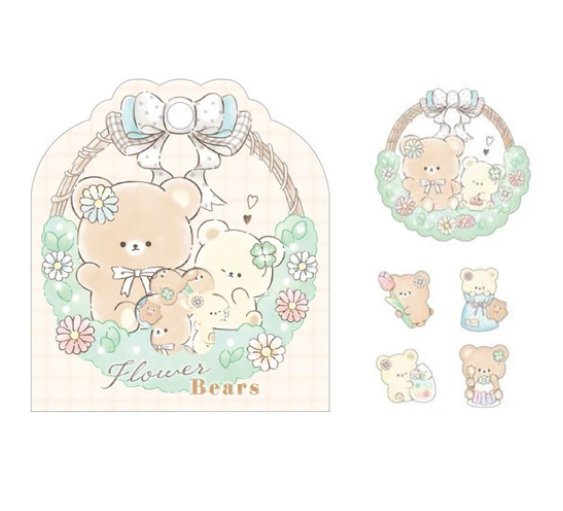 "Flower Bears" Sticker Flakes - Rosey’s Kawaii Shop