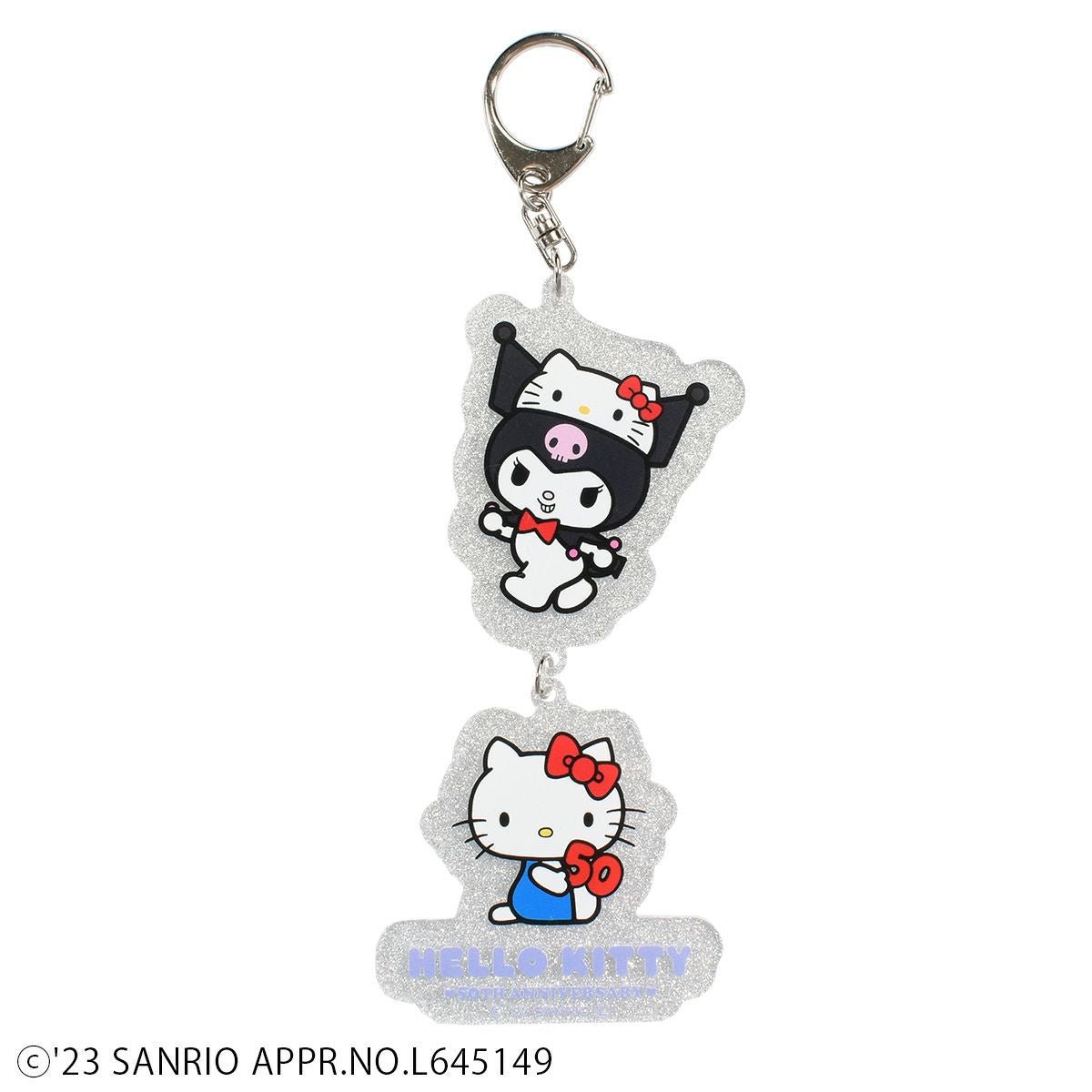 [Kuromi] Limited "Hello Kitty 50th Anniversary" Acrylic Bag Charm - Rosey’s Kawaii Shop