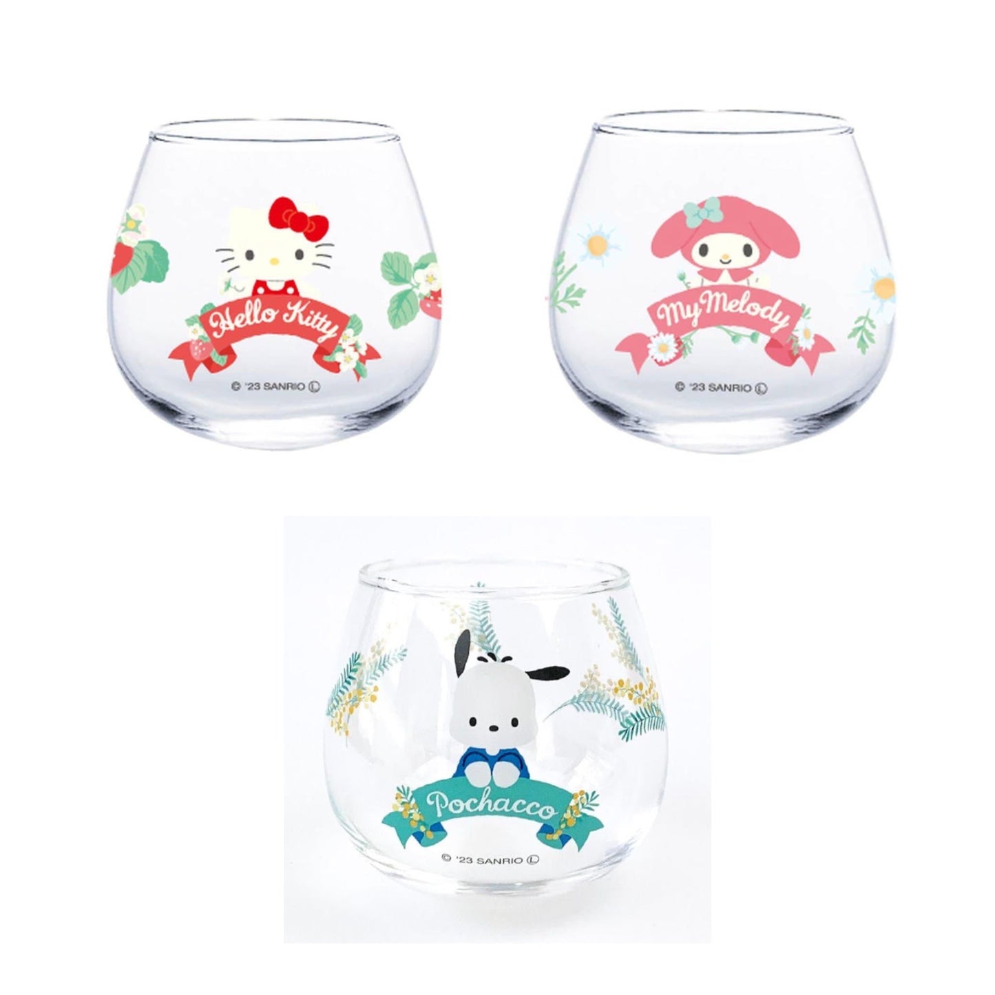 Floral Kitty Glass Cup